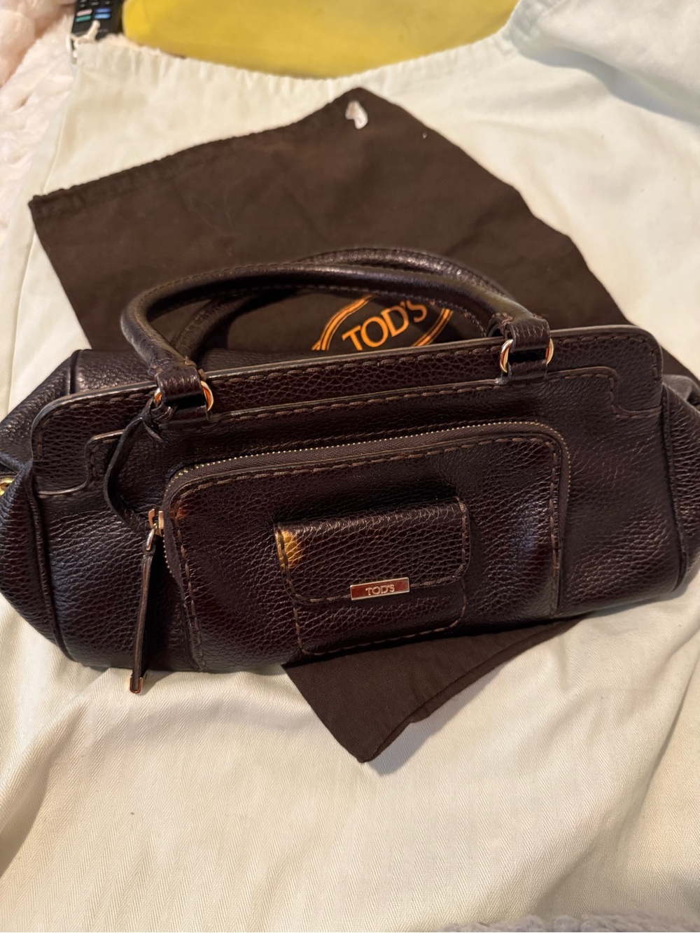 TOD'S Dark Brown Leather Top-Handle Bag